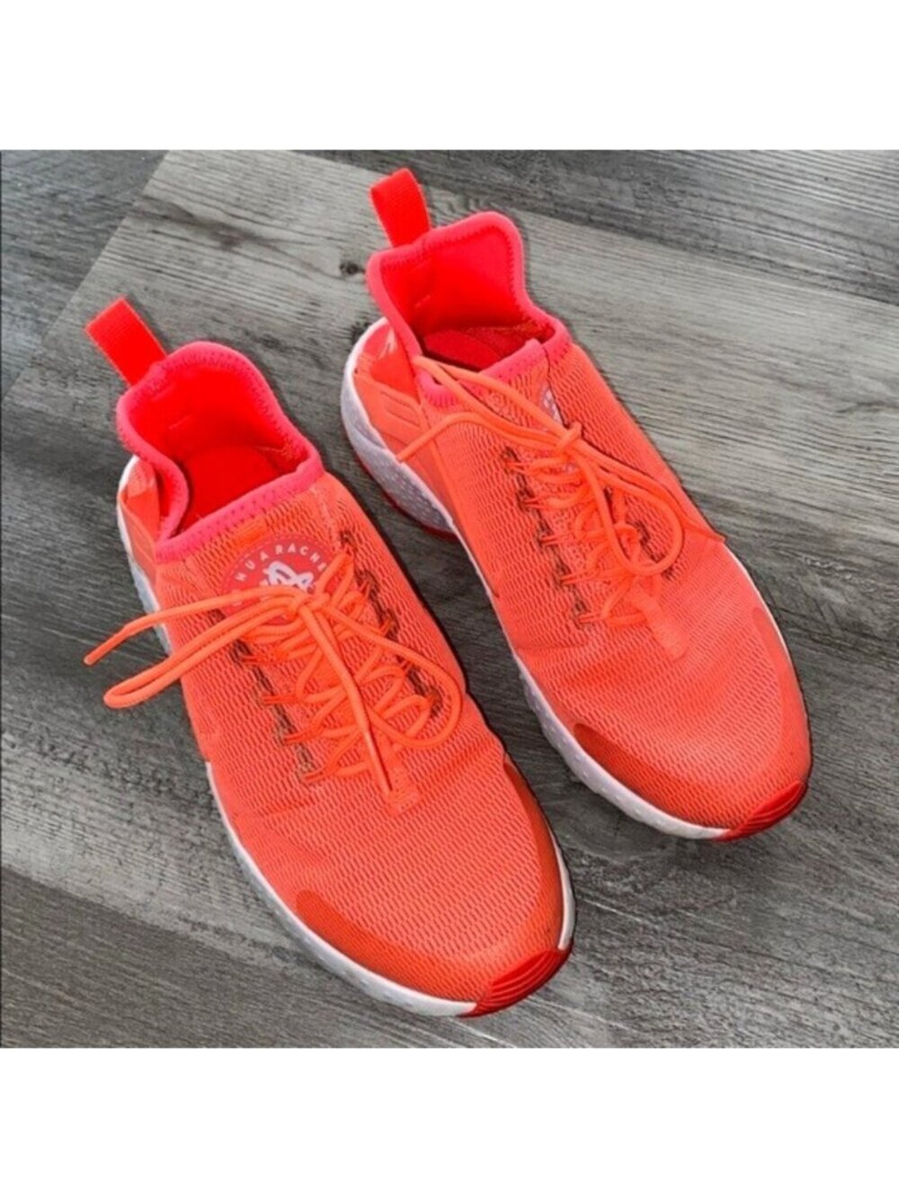 Nike Air Huarache Ultra Running Shoes Sz 7 Mango Neon Orange White Sole Sneakers